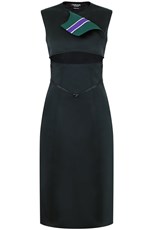 Calvin Klein CONTRAST STRIPE CUT-OUT DRESS BLACK/DARK GREEN